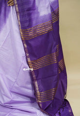 Pastel Purple- Sithara - Semi tussar with gradient border and silver thread weaving body
